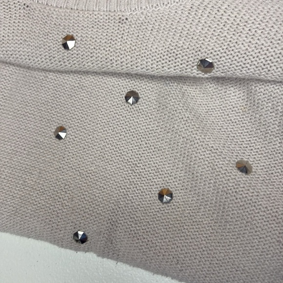 Rock & Republic Womens Sweater Beige XL Long Sleeve Silver Studs Metal Rock City - Picture 6 of 7